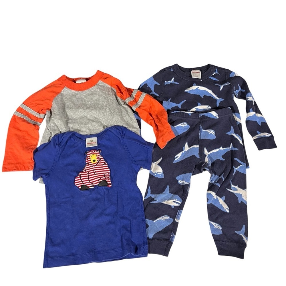 Hanna Andersson Lot of Boys Pajama Set and Two Shirts Shark Bear 2T
